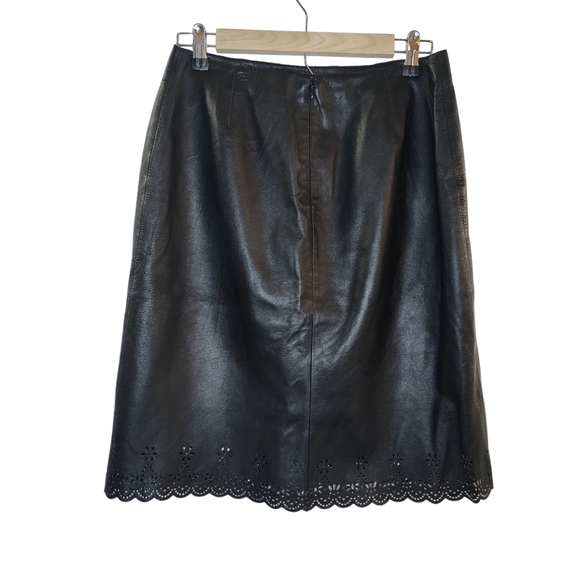 Caslon Leather Skirt with Laser Cut Floral Trim - Picture 7 of 7